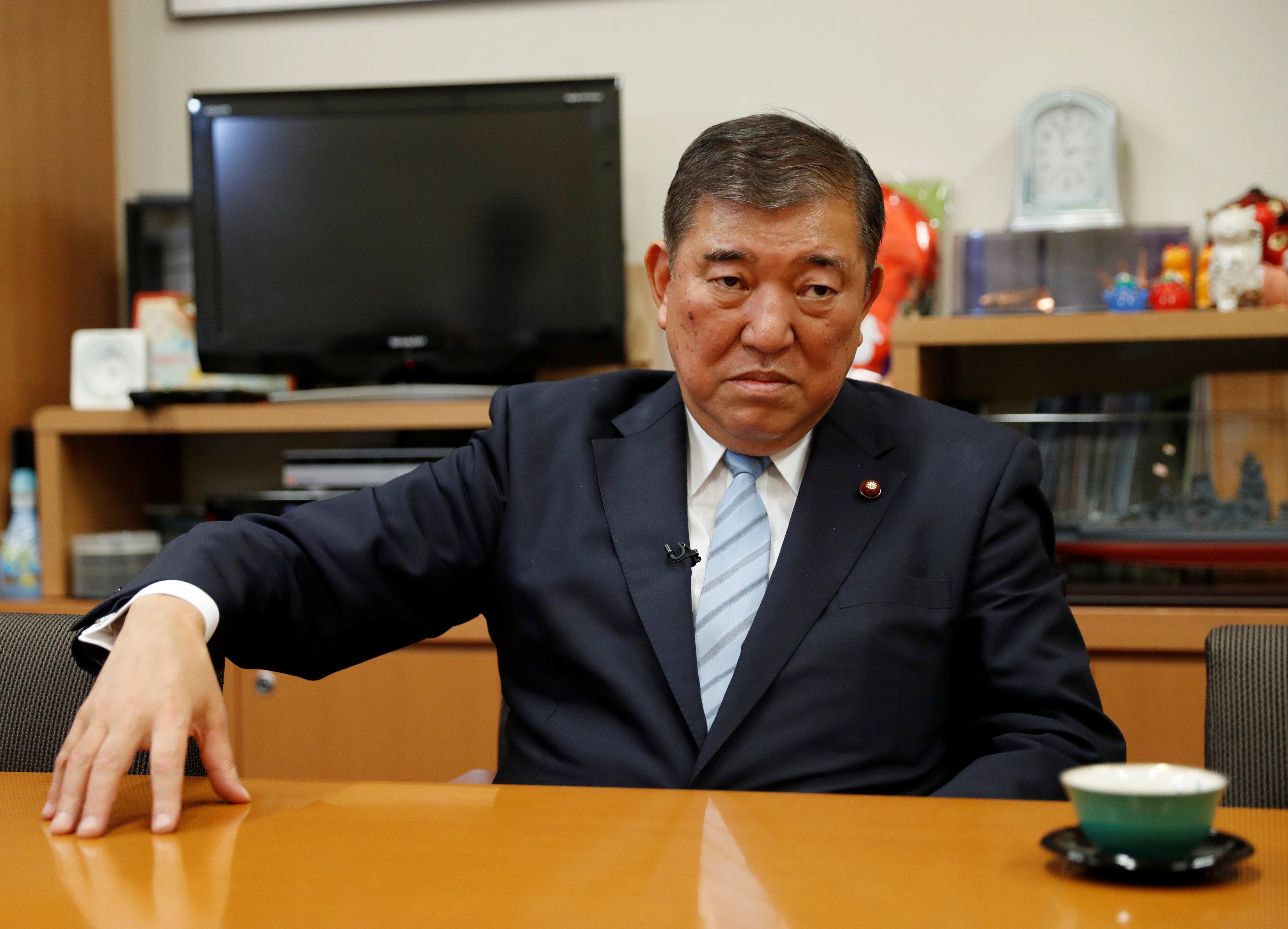 ​Japan's ruling Liberal Democratic Party lawmaker Shigeru Ishiba speaks during an interview with Reuters at his office in Tokyo, Japan August 31, 2020. 