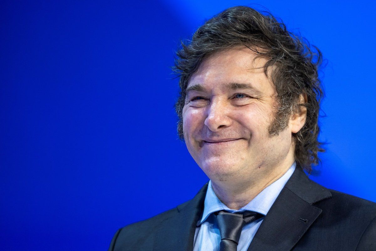 ​Javier Milei, president of Argentina, reacts during a plenary session in the Congress hall as part of the 54th annual meeting of the World Economic Forum, WEF, in Davos, Switzerland, on Jan. 17, 2024. 