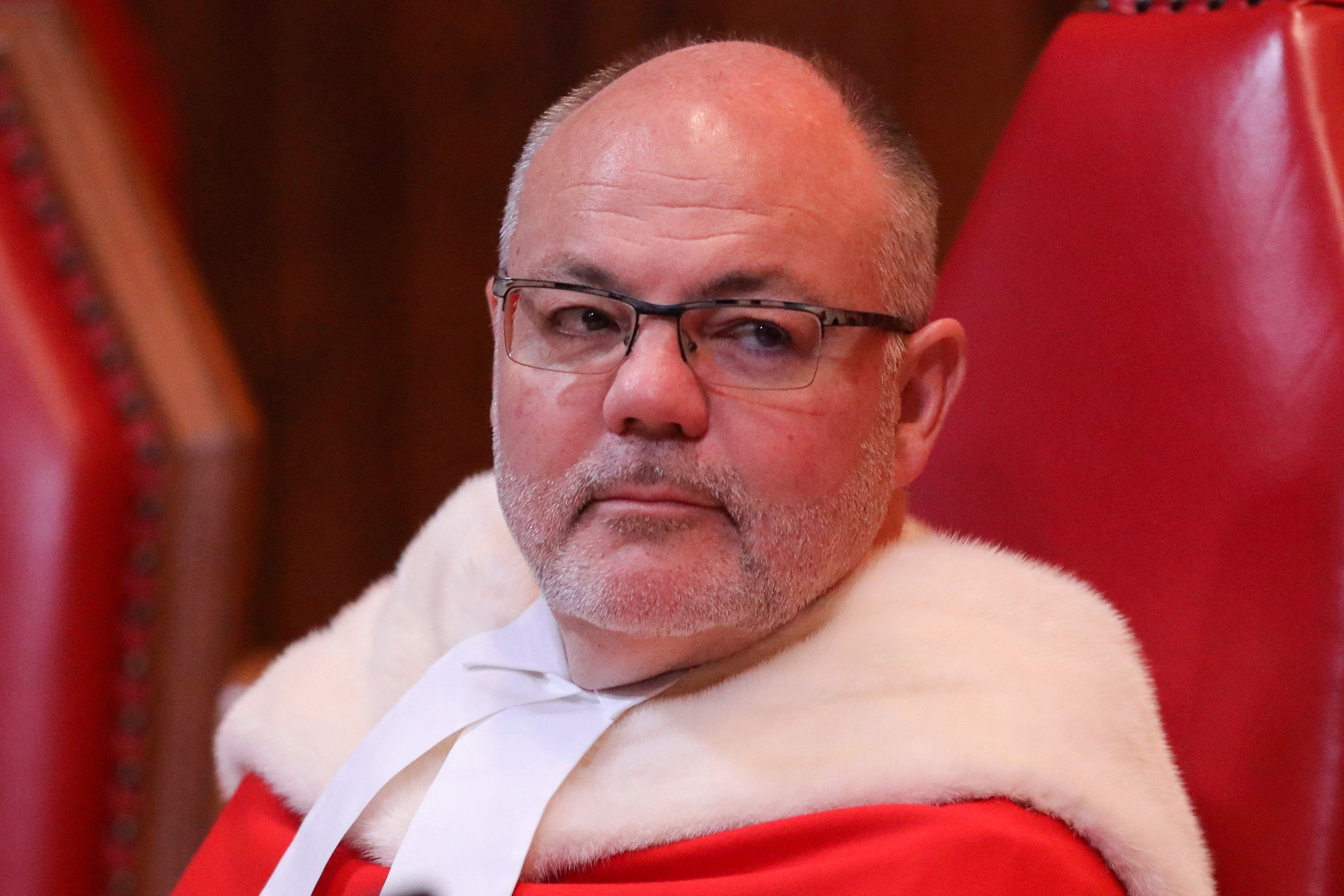 Justice Russell Brown attends an official welcome ceremony for Justice Nicholas Kasirer in the courtroom of the Supreme Court of Canada in Ottawa.