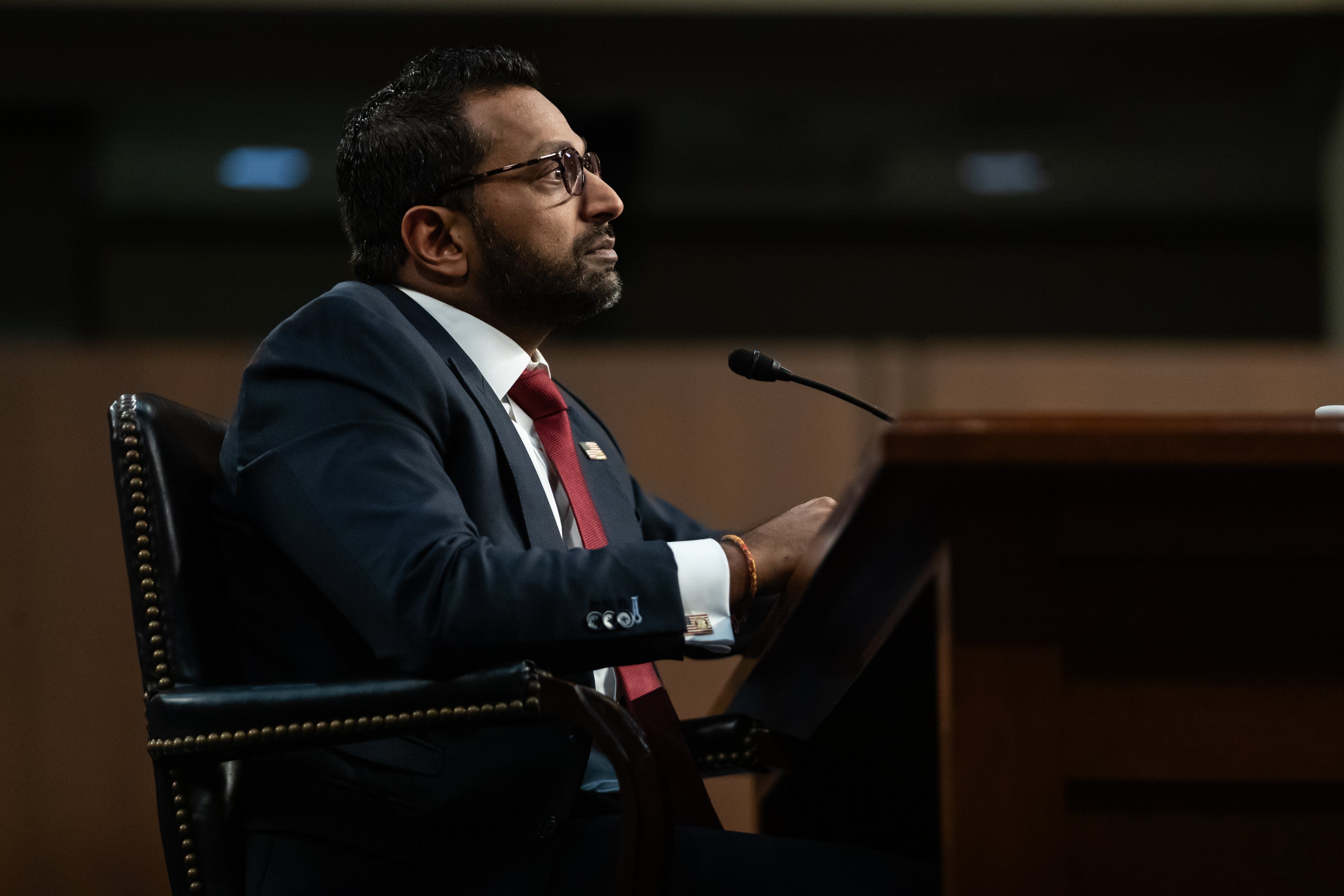 ​Kash Patel, Trump’s nominee for Director of the Federal Bureau of Investigation (FBI), testifies at a Senate Judiciary Committee confirmation hearing in Washington, DC, January 30, 2025. 