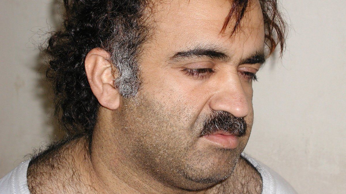 Khalid Sheikh Mohammed is shown in this file photograph during his arrest on March 1, 2003.