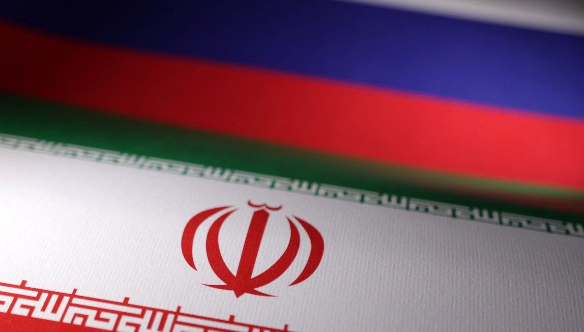 ​Iranian and Russian flags are seen in this illustration. 