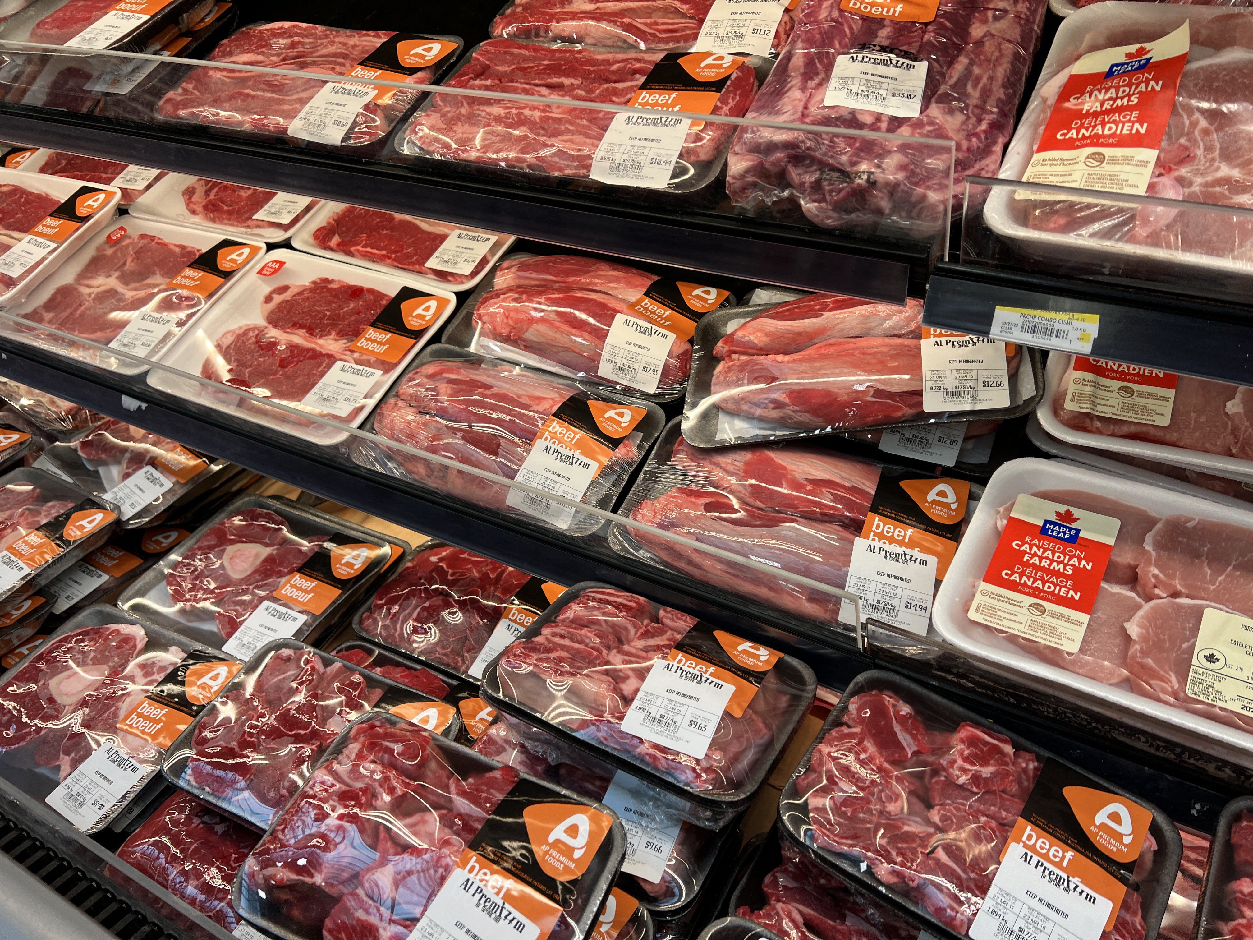 Meat at a grocery store in Toronto.