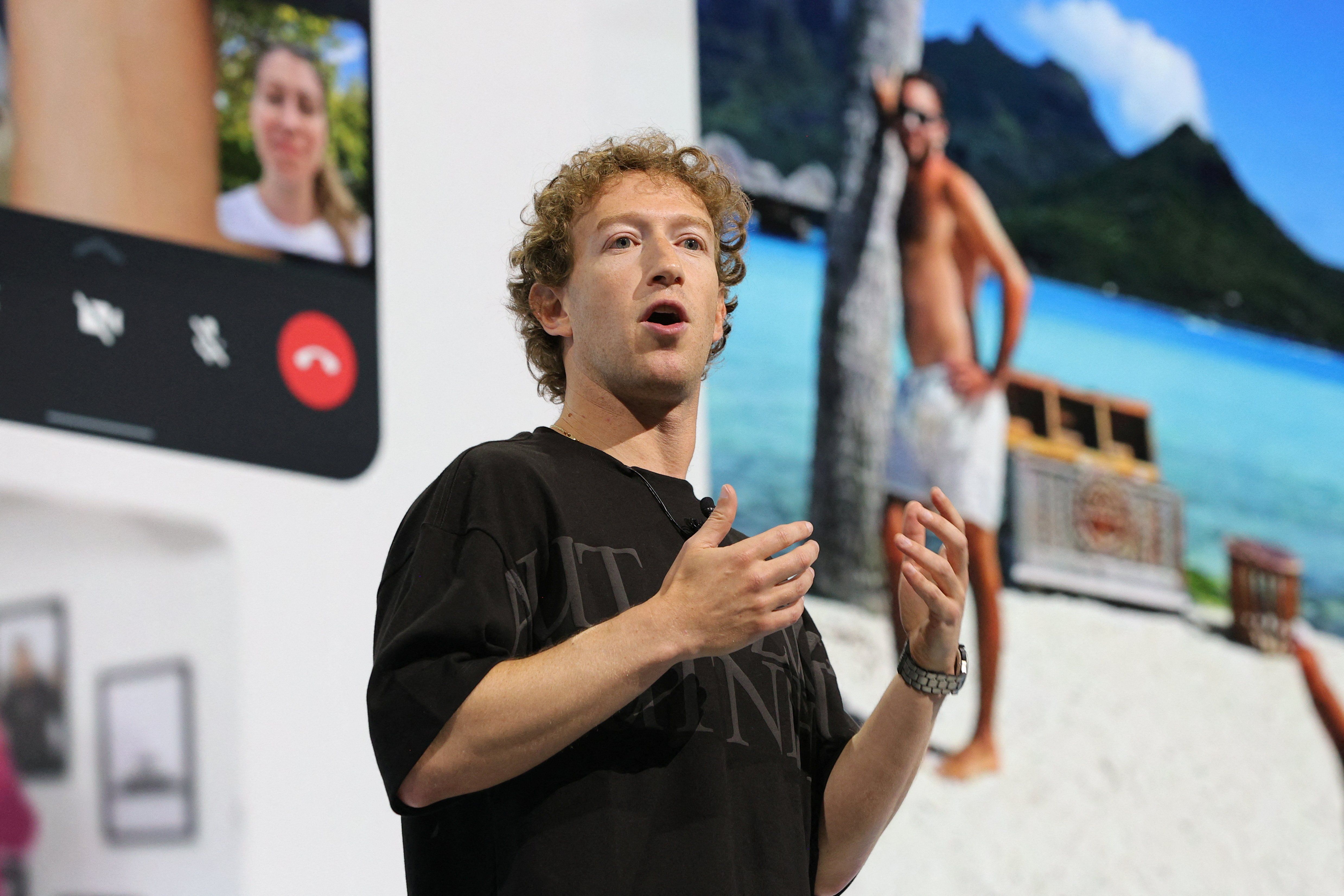 ​Meta CEO Mark Zuckerberg makes a keynote speech at the Meta Connect annual event at the company's headquarters in Menlo Park, California, U.S., September 25, 2024. 