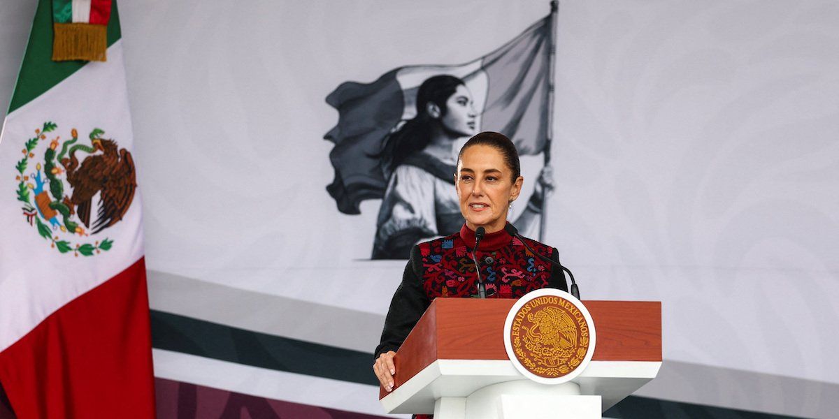 ​Mexico's President Claudia Sheinbaum speaks, on the day of the 114th anniversary of the Mexican Revolution, in Mexico City, Mexico November 20, 2024. 