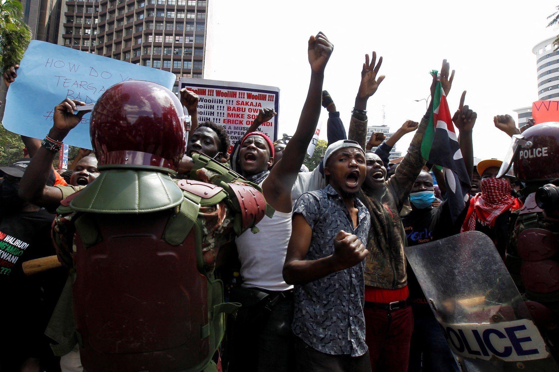 People attend a demonstration against Kenya's proposed finance bill 2024/2025 in Nairobi, Kenya, June 25. 