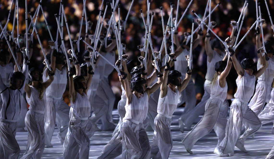 Performers at the ​Paris 2024 Paralympics opening ceremony on Aug. 28, 2024.