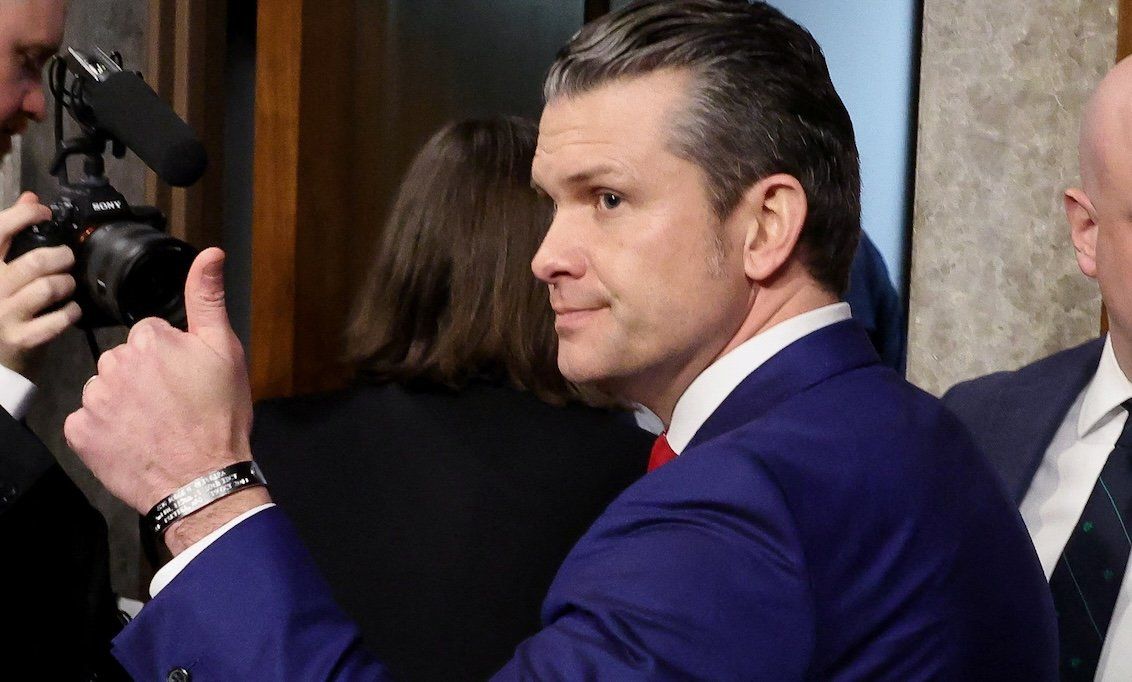 ​Pete Hegseth, Donald Trump's nominee to be secretary of defense, gestures as he leaves a Senate Committee on Armed Services confirmation hearing on Capitol Hill in Washington, on Jan. 14, 2025. 