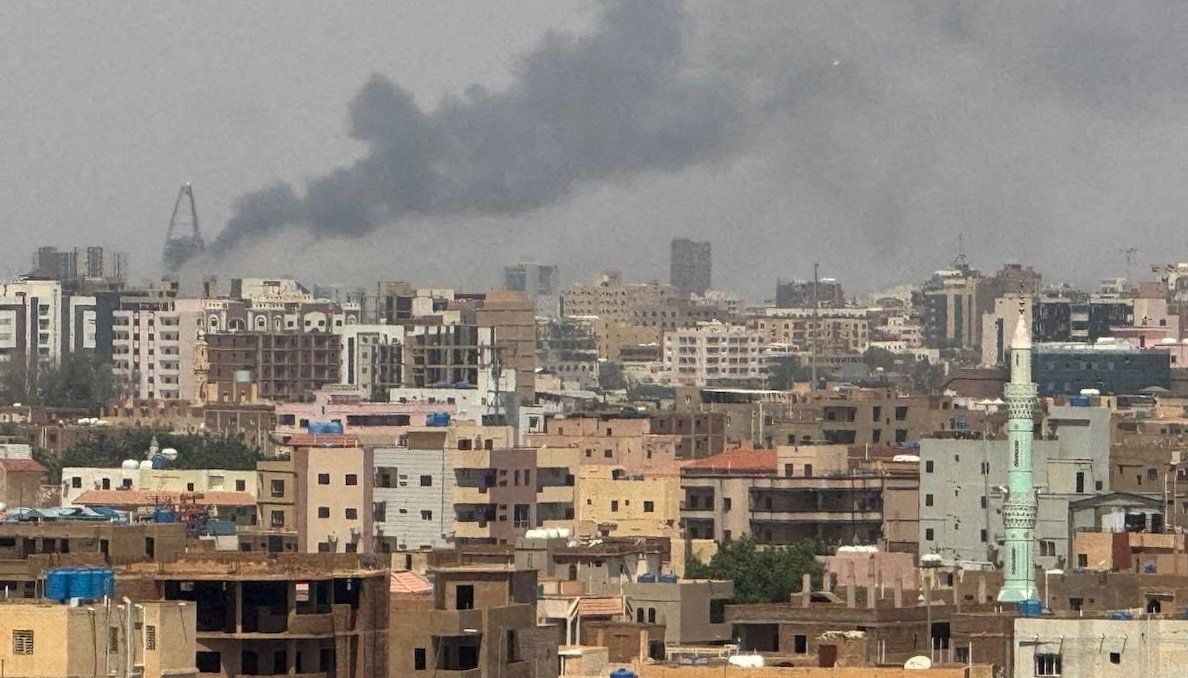 Plumes of smoke rise during clashes between the paramilitary Rapid Support Forces and the army in Khartoum, Sudan, on Sept. 26, 2024.