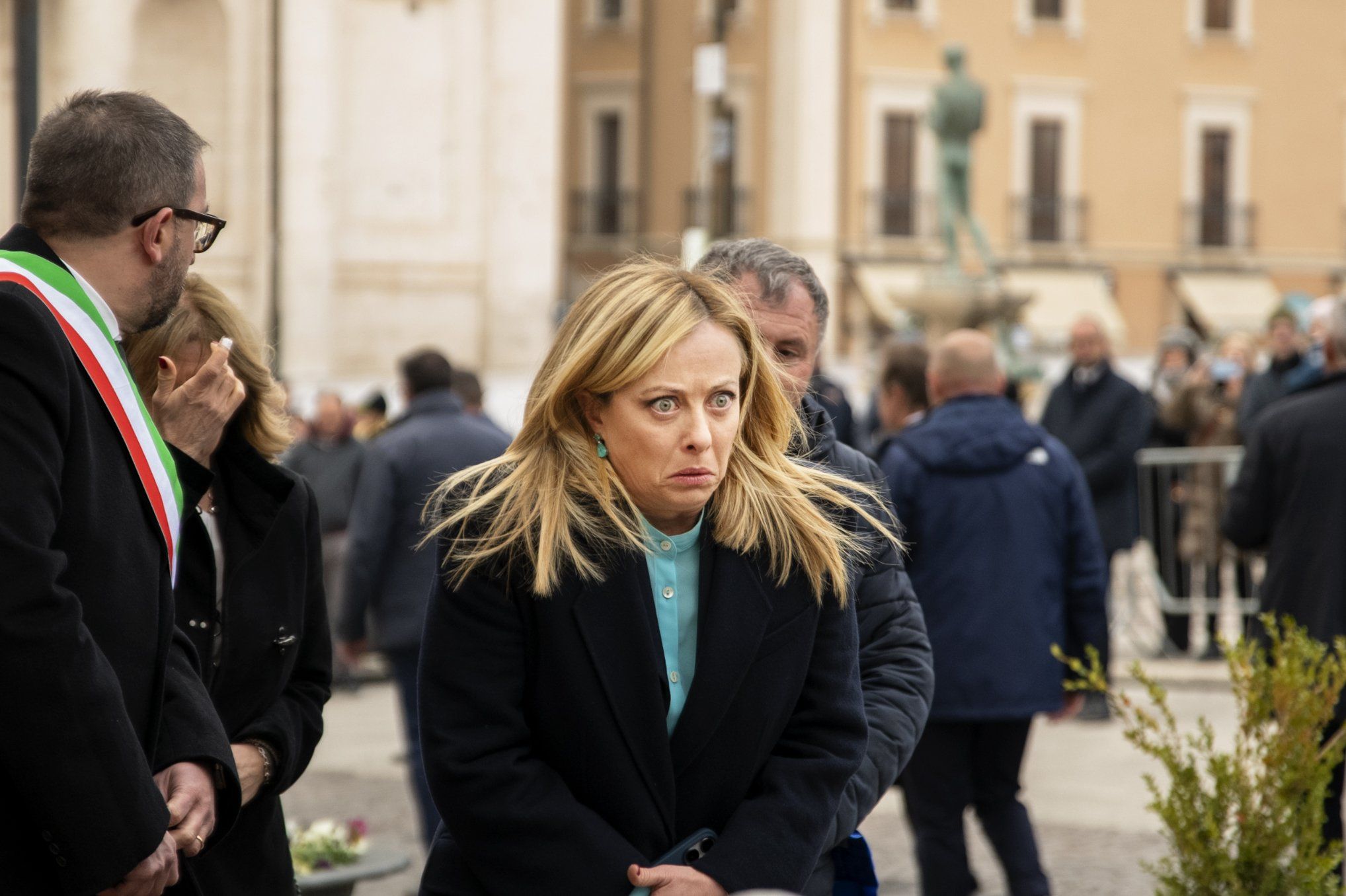 ​Prime Minister Giorgia Meloni pays tribute to the 309 victims of the earthquake that struck, in L'Aquila, Italy, on 5 April 2009. 