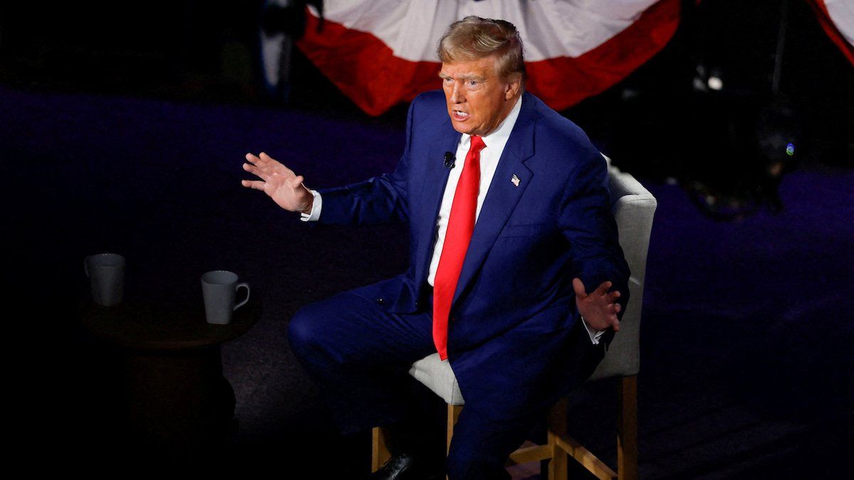 Republican presidential nominee and former U.S. President Donald Trump speaks during a Fox News town hall hosted by Sean Hannity in Harrisburg, Pennsylvania, U.S. September 4, 2024.