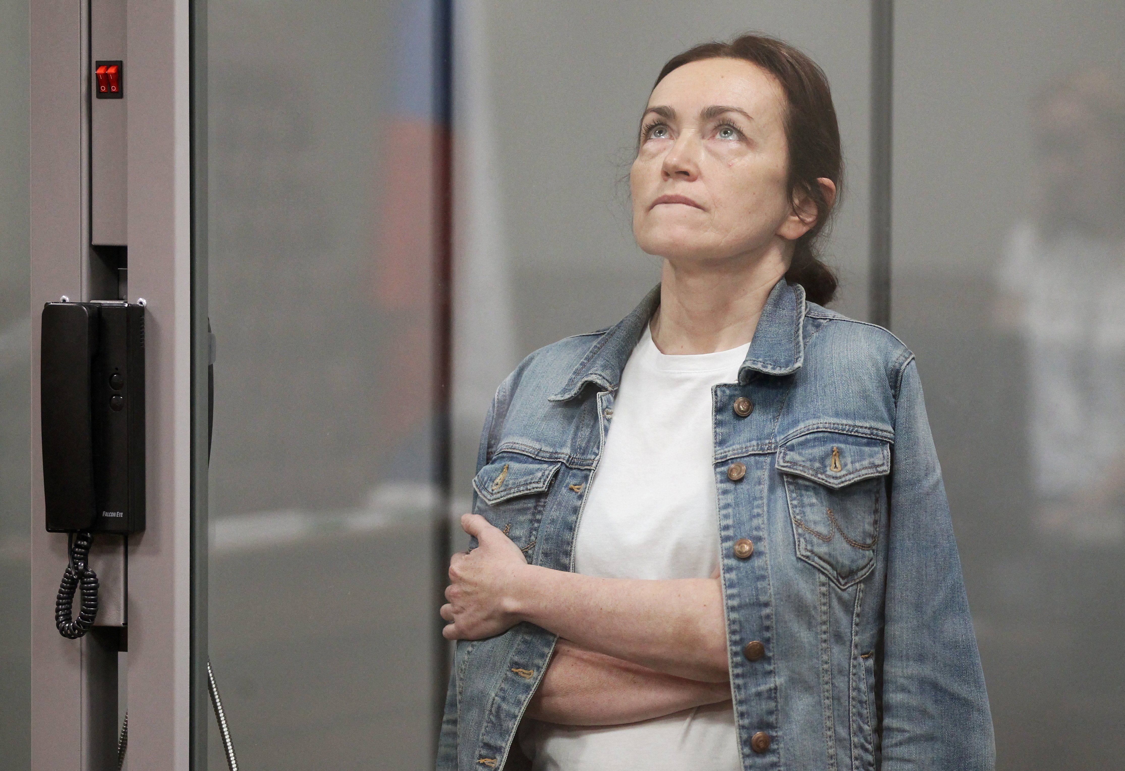 Russian-American journalist for Radio Free Europe/Radio Liberty (RFE/RL) Alsu Kurmasheva, who is in custody after she was accused of violating Russia's law on foreign agents, attends a court hearing in Kazan, Russia May 31, 2024. 