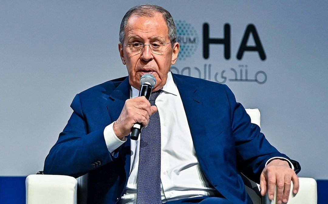 Russian Foreign Minister Sergei Lavrov speaks during the Doha Forum 2024 on Dec. 7, 2024. 