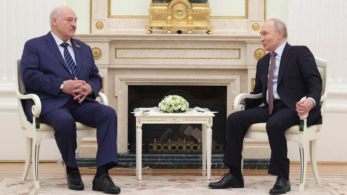 Russian President Vladimir Putin and Belarusian President Alexander Lukashenko in Moscow, Russia, on May 8, 2026.