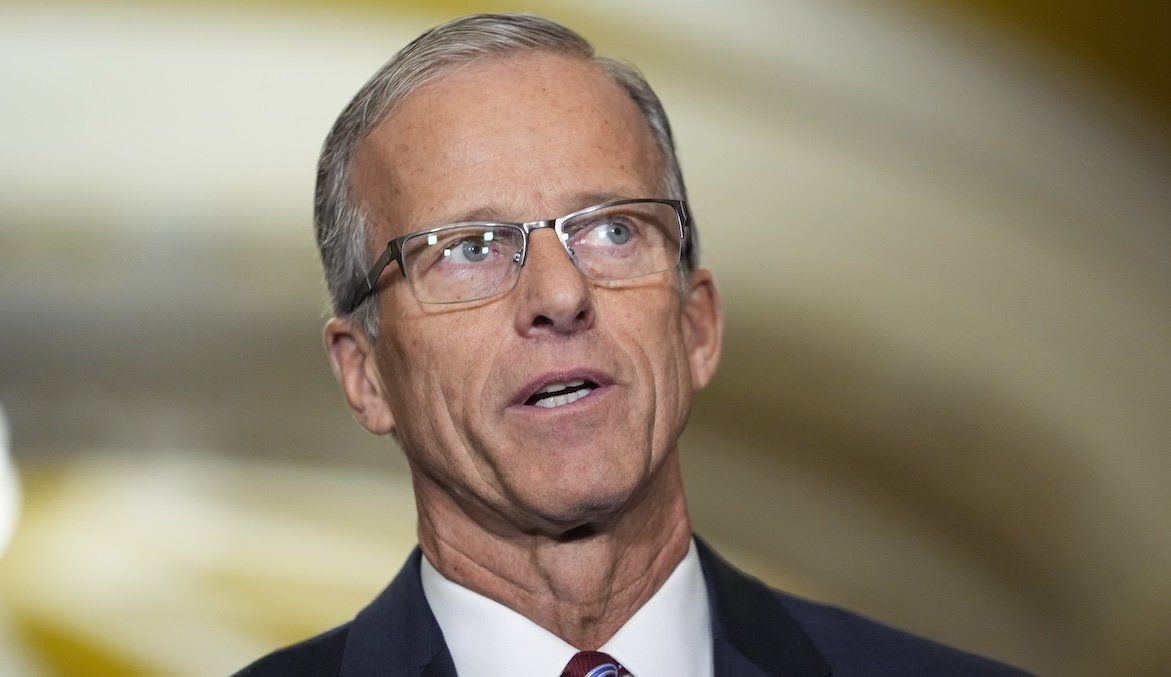 Sen. John Thune (R-SD) speaks to the media after being chosen to serve as Senate majority leader at the United States Capitol. ​