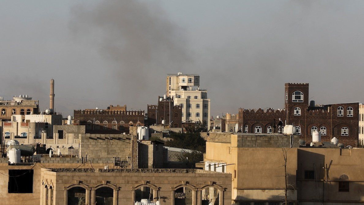 ​Smoke rises after Israeli strikes near Sanaa airport, in Sanaa, Yemen, on Dec. 26, 2024. 