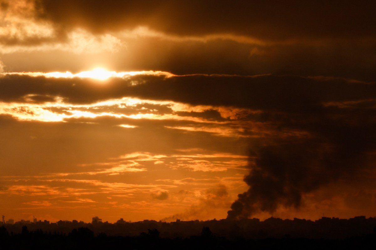 Smoke rises in north Gaza, amid the ongoing conflict between Israel and the Palestinian Islamist group Hamas, as seen from Israel, January 2, 2024.