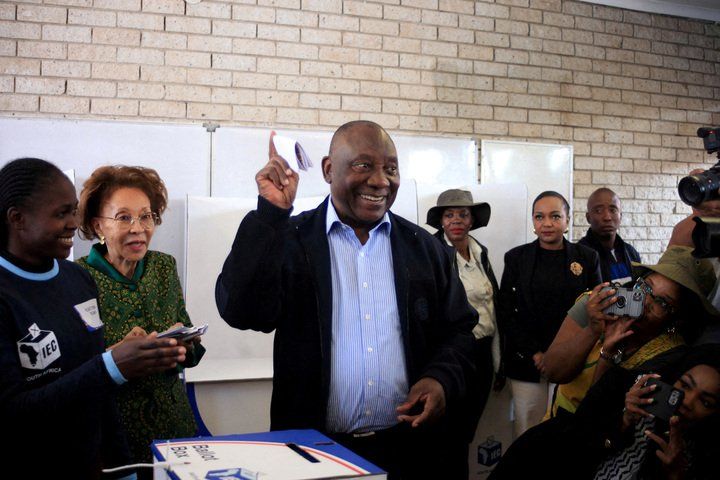 South African president Cyril Ramaphosa casts his vote during the South African elections in Soweto, South Africa May 29, 2024