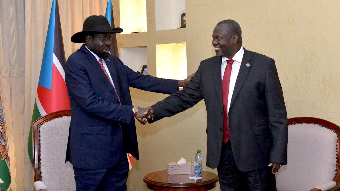 South Sudan's President Salva Kiir, left, and VP Riek Machar.