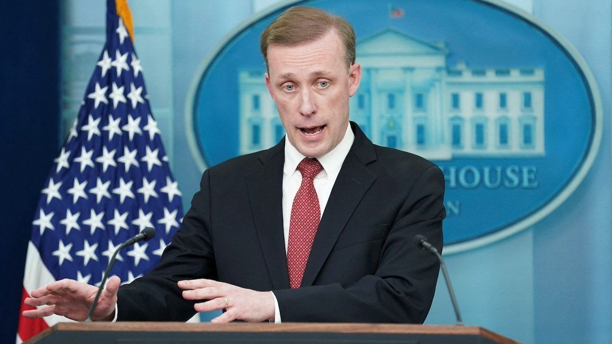 ​U.S. National Security Advisor Jake Sullivan speaks during a press briefing at the White House in Washington, U.S., March 18, 2024. 