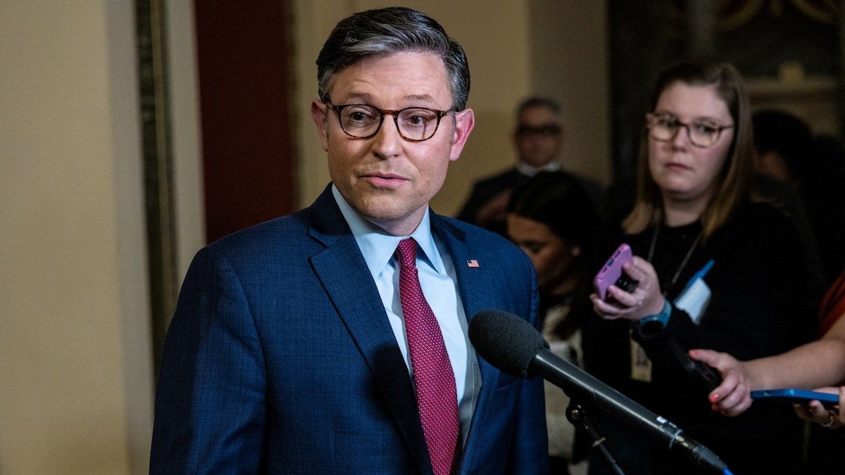 ​U.S. Speaker of the House Mike Johnson (R-LA) speaks to the press following a vote on a stopgap spending bill on Capitol Hill in Washington, U.S., September 18, 2024.