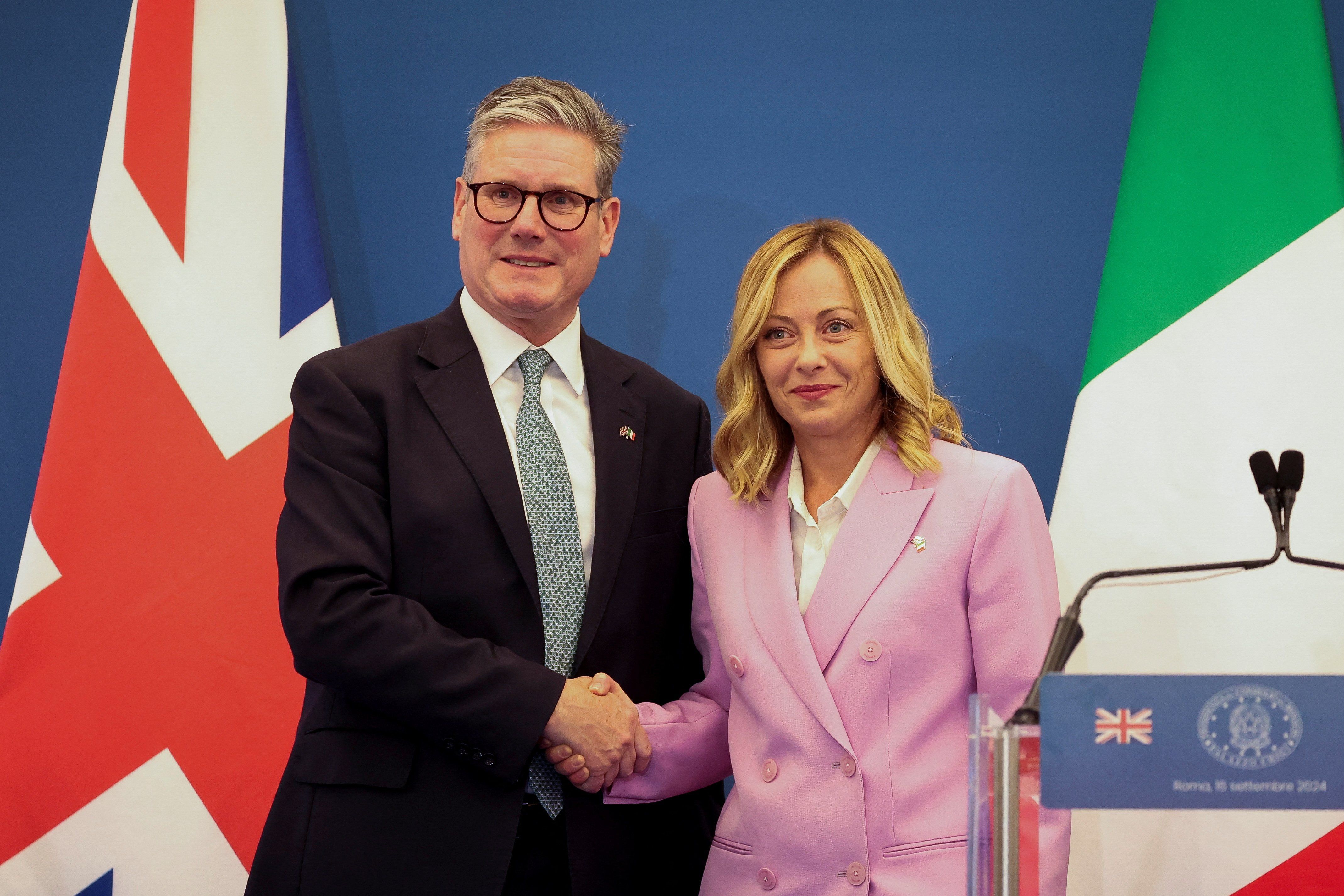 ​UK Prime Minister Keir Starmer meeting with Italy’s Prime Minister Giorgia Meloni.