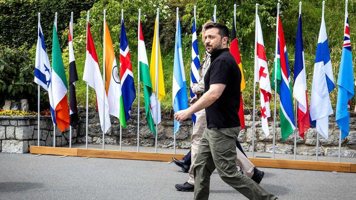 ​Ukrainian President Volodymyr Zelenskiy walks during the Summit on Peace in Ukraine, in Stansstad, Switzerland, June 16, 2024. 