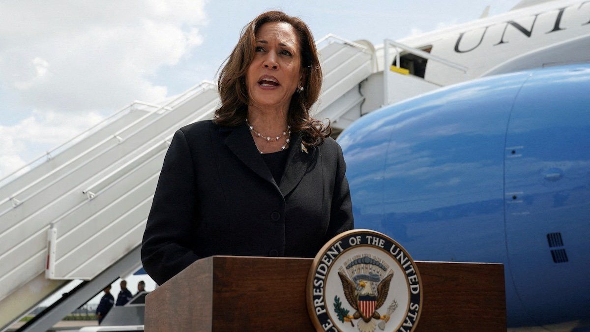 Vice President Kamala Harris speaks about the release of Paul Whelan, Evan Gershkovich, Alsu Kurmasheva, and Vladimir Kara-Murza, who were detained in Russia, as she departs to return to Washington, at George Bush Intercontinental Airport in Houston, Texas, U.S., August 1, 2024. 