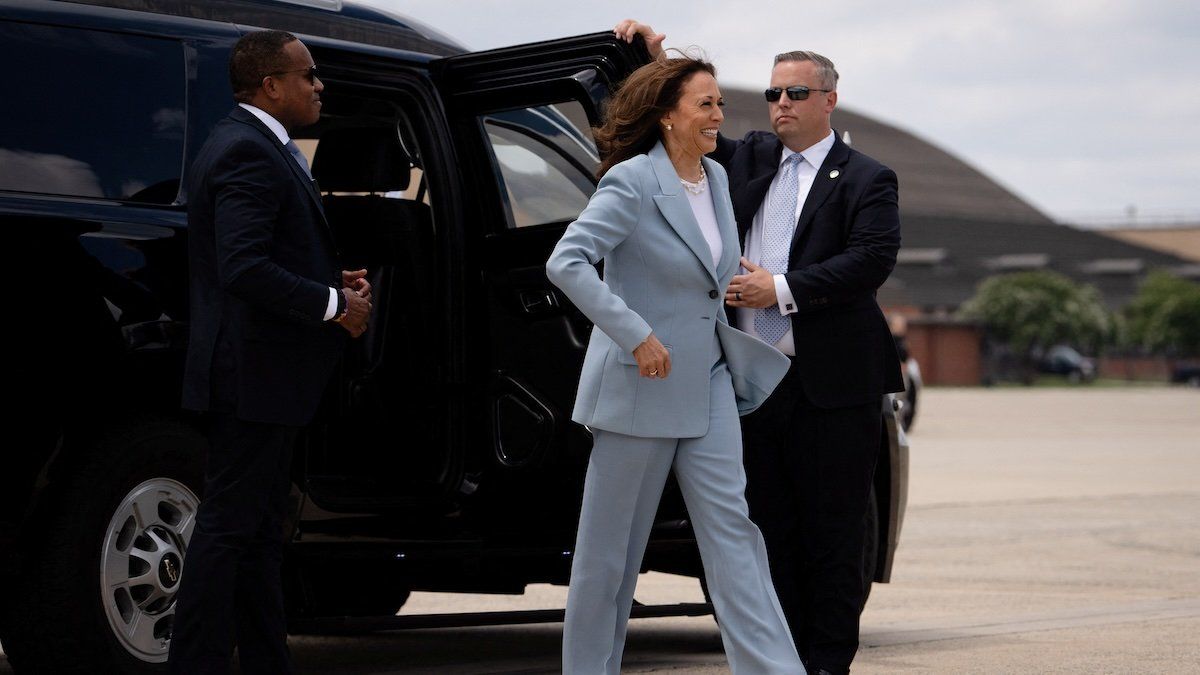 Vice President Kamala Harris walks to board Air Force Two at Joint Base Andrews in Maryland, U.S., July 30, 2024.