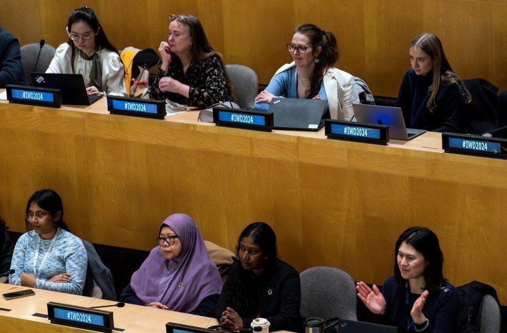 ​Women attend the observance of the International Women's Day 2024, at the United Nations in New York, U.S., March 8, 2024. 