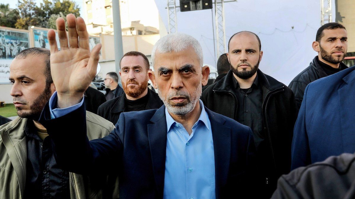 ​Yahya Sinwar, head of the Palestinian Islamic movement Hamas in the Gaza Strip, waves his hand to the crowd during the celebration of International Quds Day in Gaza City. Iran's leader delivered a historic address to the Palestinian people of Gaza, telling them to stick up to the fighting against Israel in a speech that reflected his country's support for the territory's ruling Hamas militant group. Al-Quds (Jerusalem) Day, is a commemorative day in support of the Palestinian people held annually on the last Friday of the Muslim fasting month of Ramadan by an initiative started by the late founder of the Islamic Republic in Iran. 