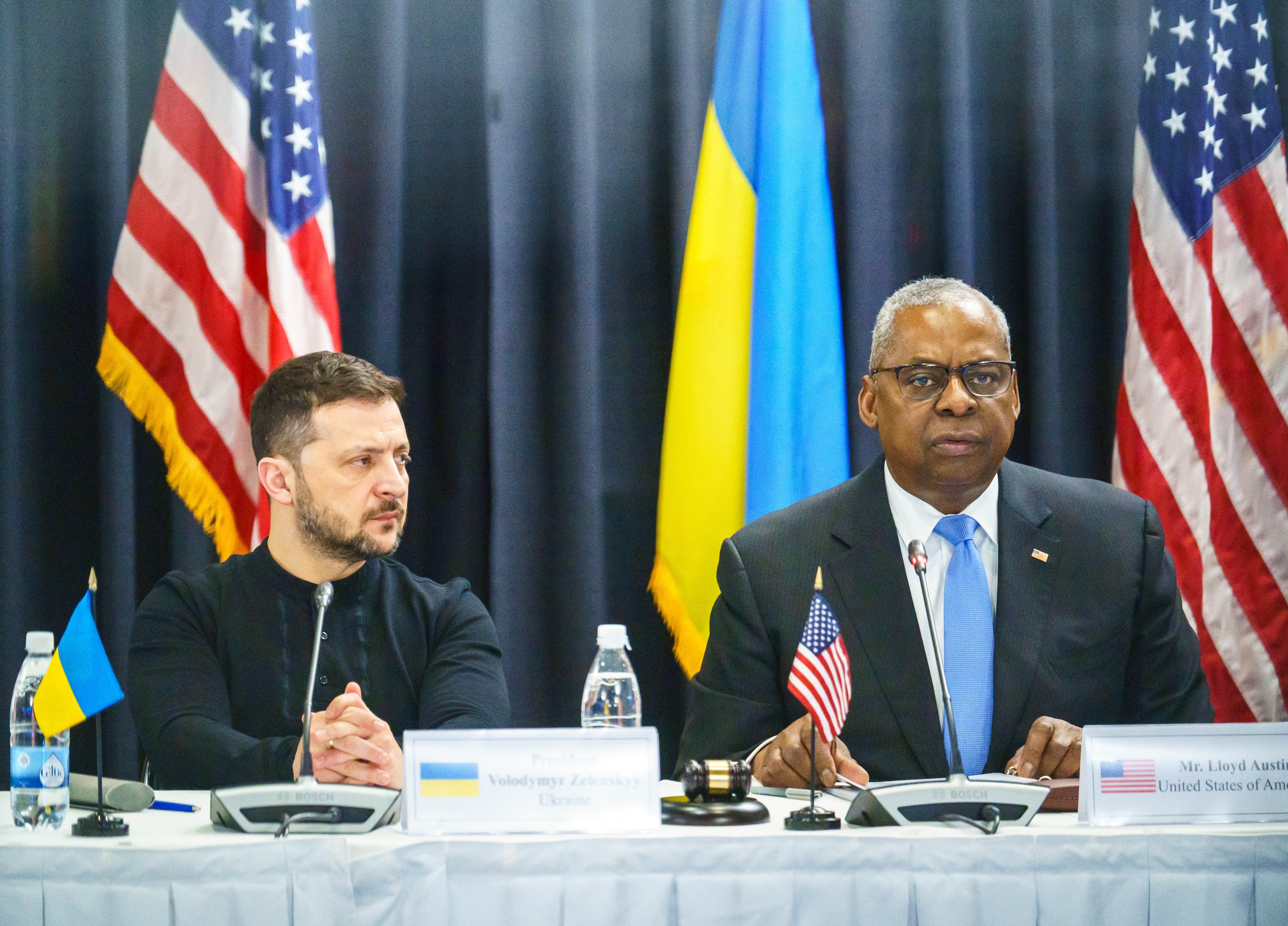 Zelensky and Austin, Ukraine Defense Contact Group, Germany