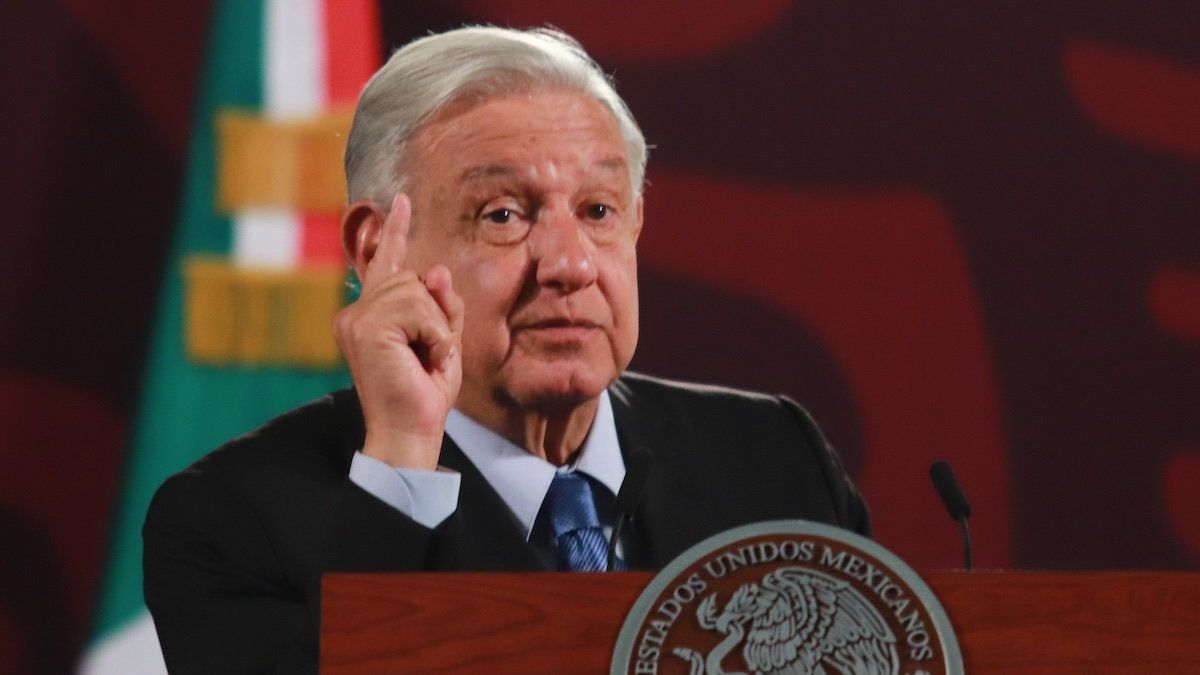 ​Mexican President Andres Manuel Lopez Obrador, during a briefing conference at National Palace talking about relations with Canada and the US.