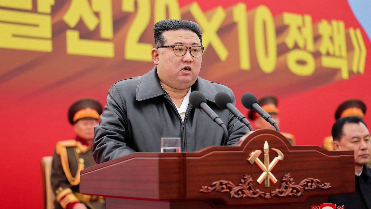 ​North Korean leader Kim Jong Un attends the groundbreaking ceremony for the construction of a factory in Songchon County, North Korea, February 28, 2024. 