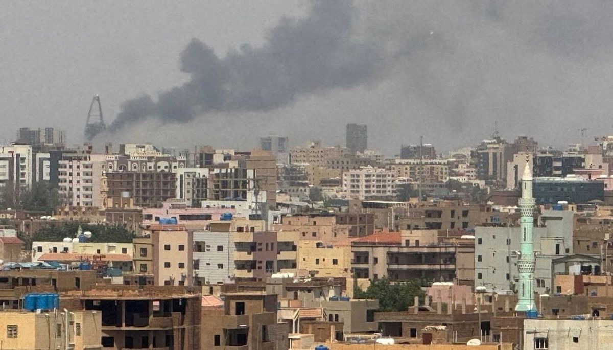 Plumes of smoke rise during clashes between the paramilitary Rapid Support Forces and the army in Khartoum, Sudan, on Sept. 26, 2024.