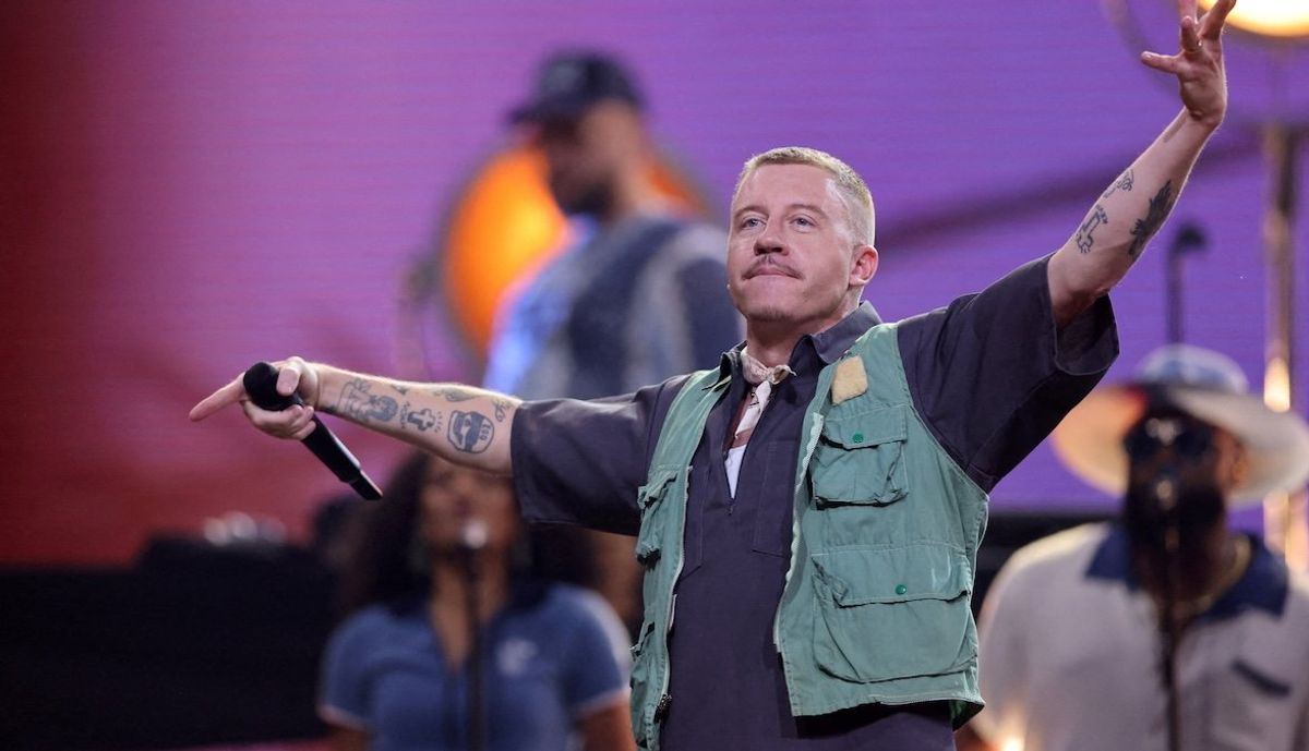 Rapper Macklemore performs during the opening ceremony of the Invictus Games, in Duesseldorf, Germany. 