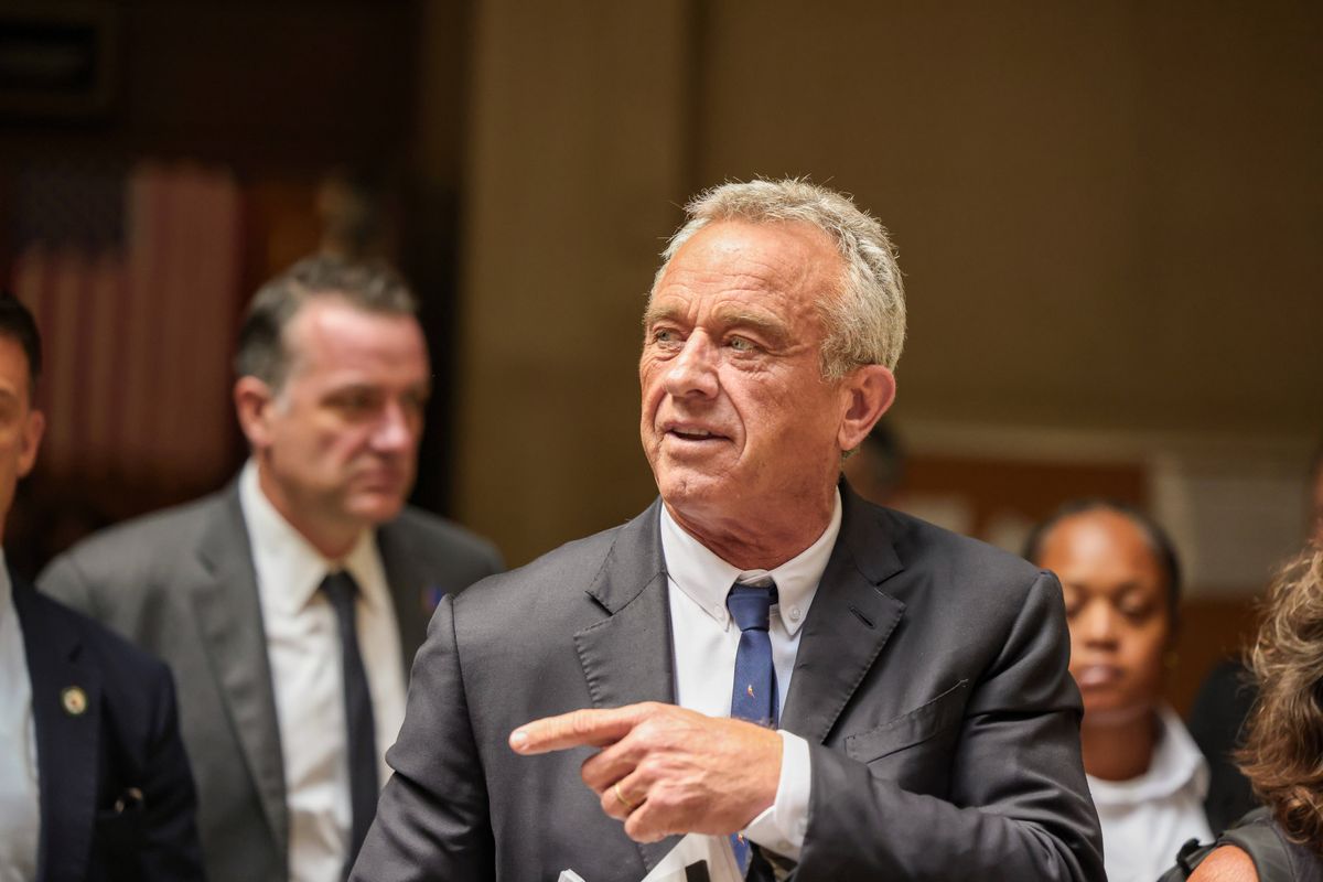 Robert F. Kennedy Jr at Supreme Court in Mineola, New York to appeal a ballot suit. 