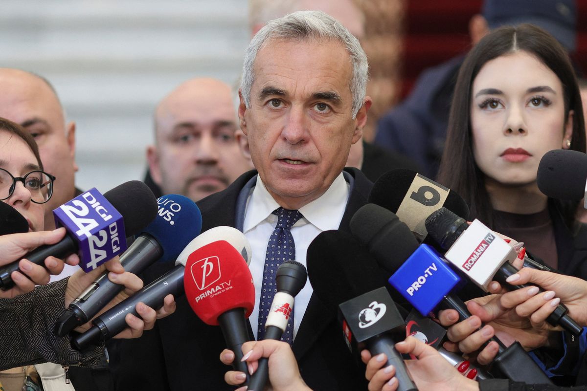 ​Romanian far-right presidential election candidate Calin Georgescu delivers a press statement at the Bucharest Court of Appeal, in Bucharest, Romania, December 19, 2024. 