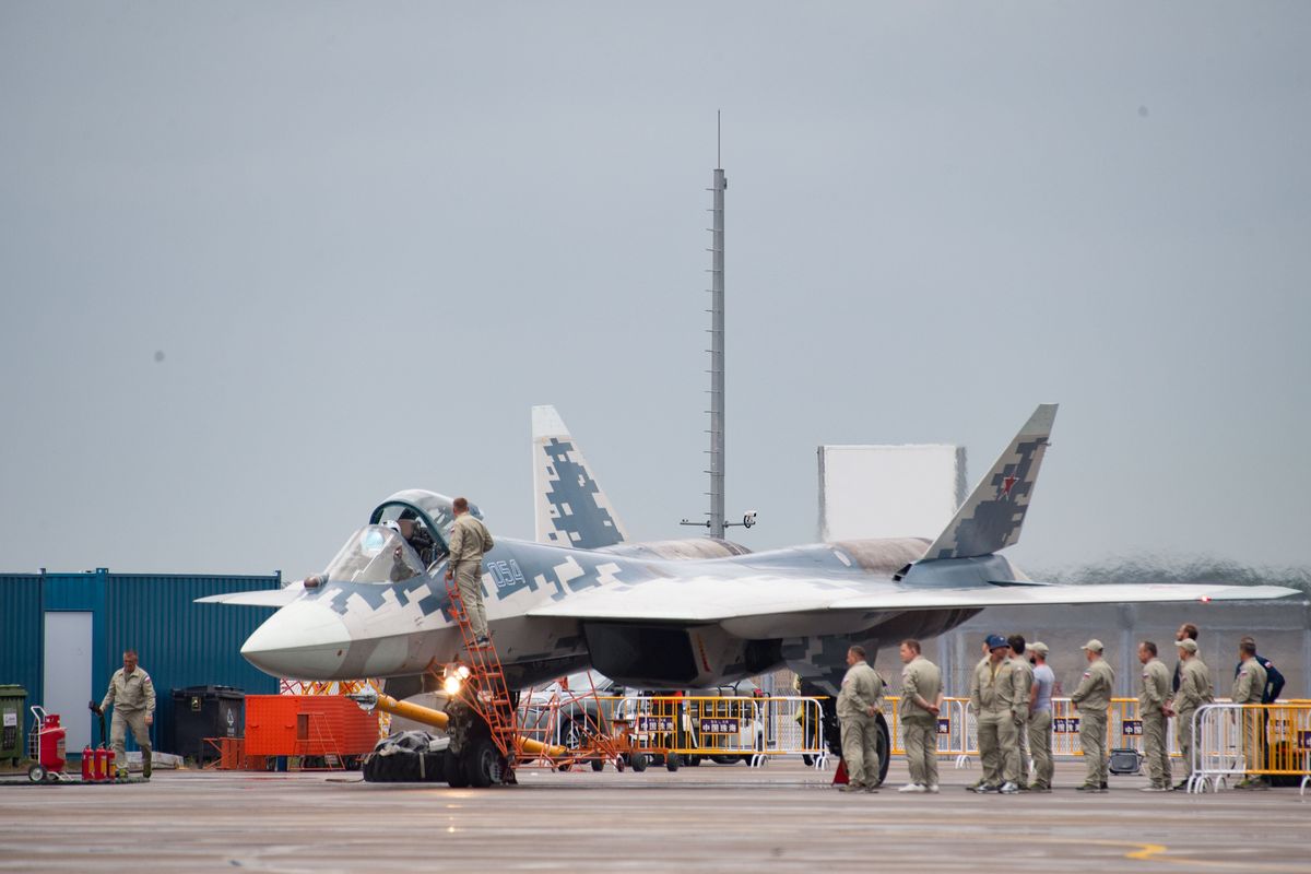 ​Russia's Su-57 stealth fighter is at the 2024 Zhuhai Air Show in Zhuhai, China, on November 14, 2024. 