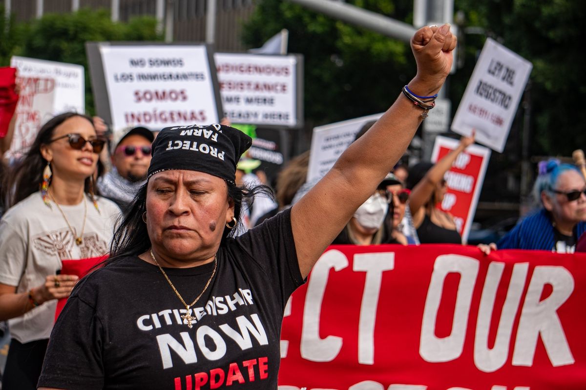 ​Several groups led by DACA recipients gathered at La Placita Olvera in Los Angeles, California, on November 11, 2024, for a rally and march in response to policies President-elect Trump has promised to enforce against immigrants who have entered the country. 