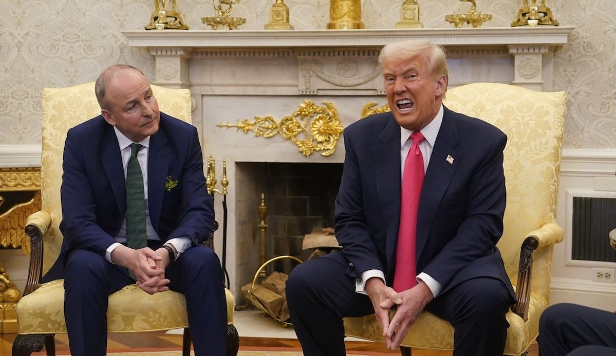 Taoiseach Micheal Martin visits President Donald Trump at the White House on March 12, 2025. 