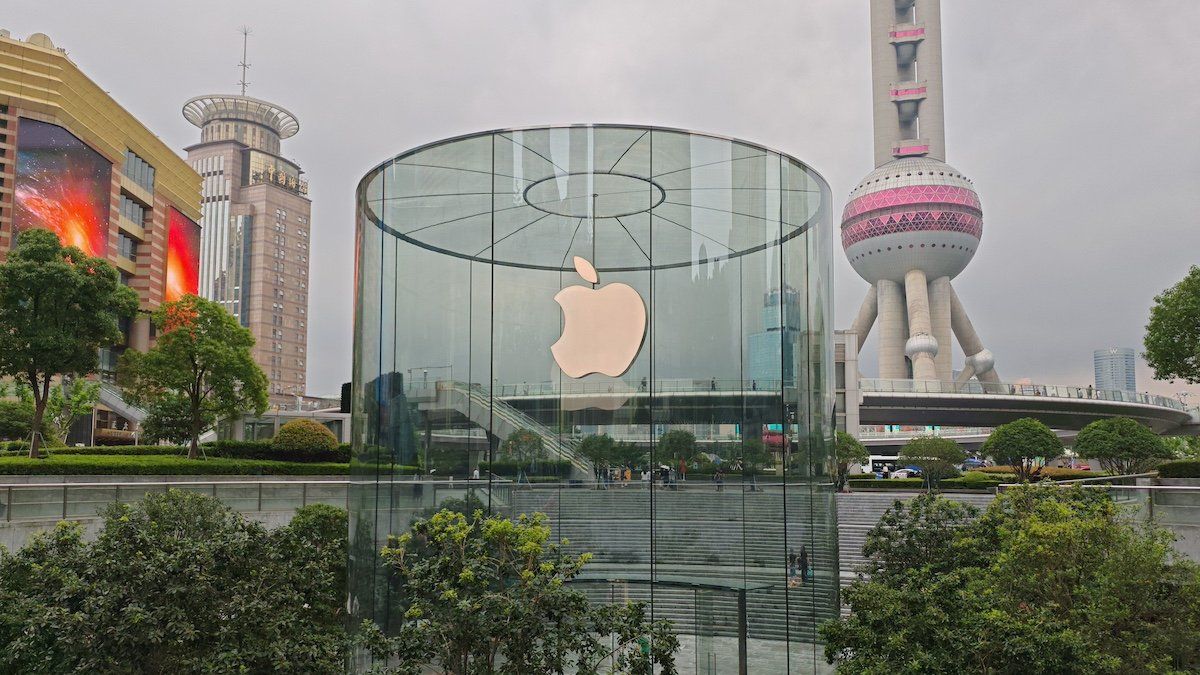 ​The first upgraded Apple store is opening in Shanghai, China, on June 25, 2024. 