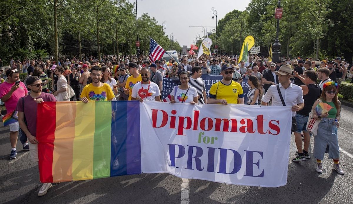 ​The June 2024 LGBTQ Budapest Pride parade in Hungary.