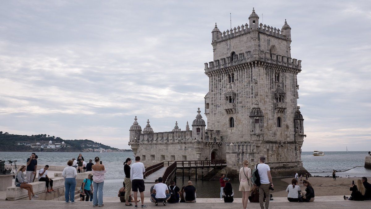 ​Tourists visit the Torre de Belem (Belem Tower) in Lisbon, Portugal on October 19, 2021. 