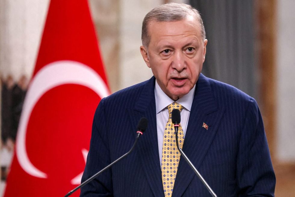 Turkey's President Recep Tayyip Erdogan speaks during a joint statement to the media in Baghdad, Iraq April 22, 2024.