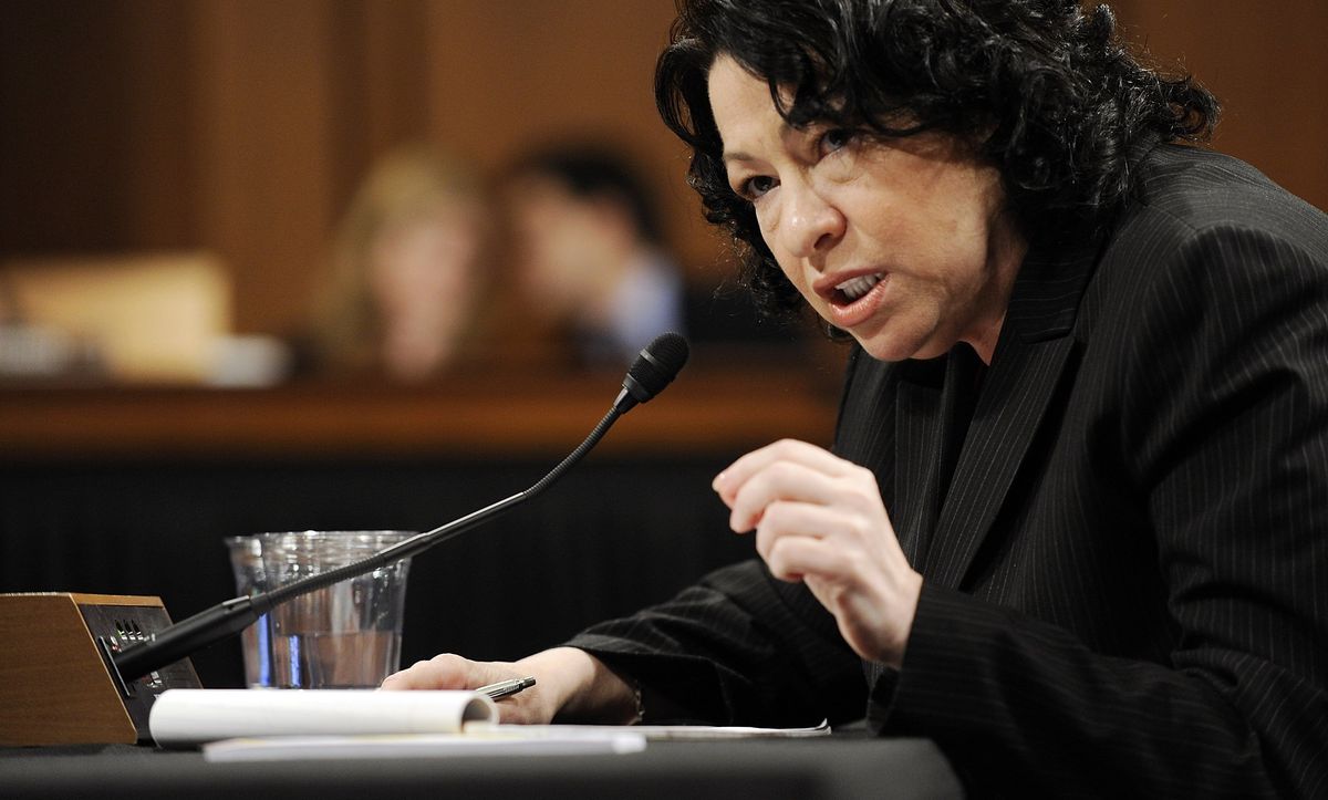 ​U.S. Supreme Court nominee Judge Sonia Sotomayor makes a point as she answers questions during the third day of her U.S. Senate Judiciary Committee confirmation hearings on Capitol Hill in Washington July 15, 2009.