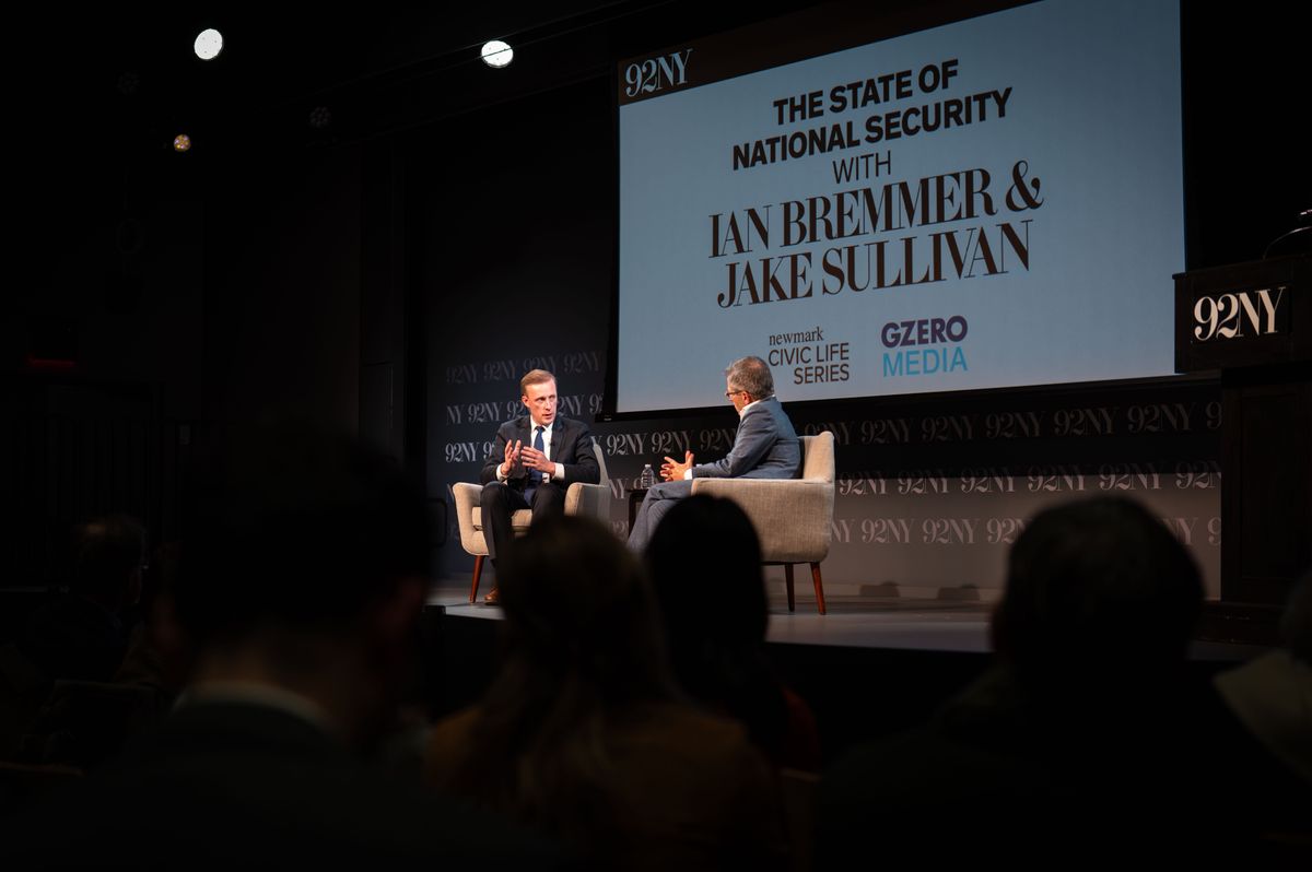 ​US National Security adviser Jake Sullivan speaks with GZERO founder and president Ian Bremmer at 92Y in New York City, on December 17, 2024.