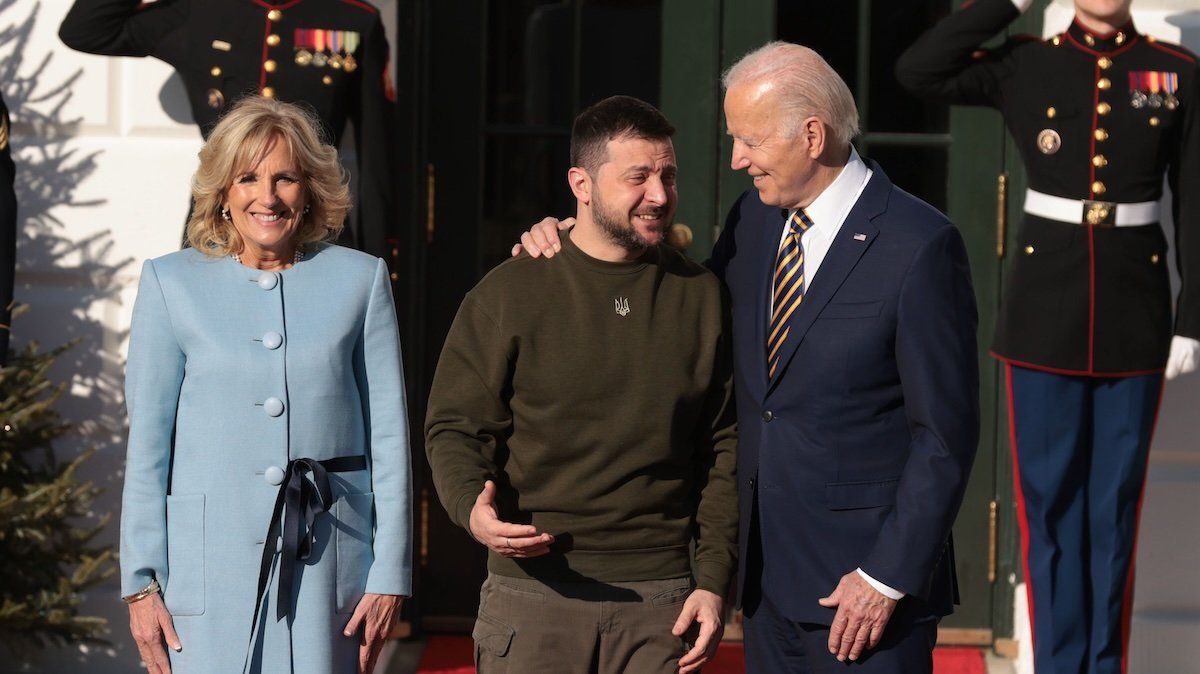 US President Joe Biden welcomes Ukrainian President Volodymyr Zelensky to the White House on Dec. 21, 2022.